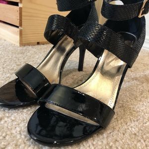 Black Sandal Style Heels with Buckle